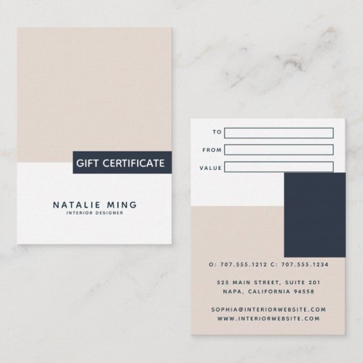 einfaches Geschenkzertifikat mit moderner Geometri Visitenkarte (Vorne/Hinten)