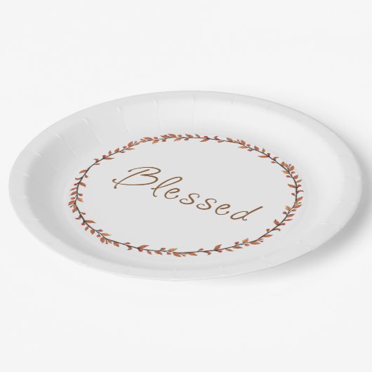 Einfaches gesegnetes Herbstfeuer Pappteller (Schrägansicht)