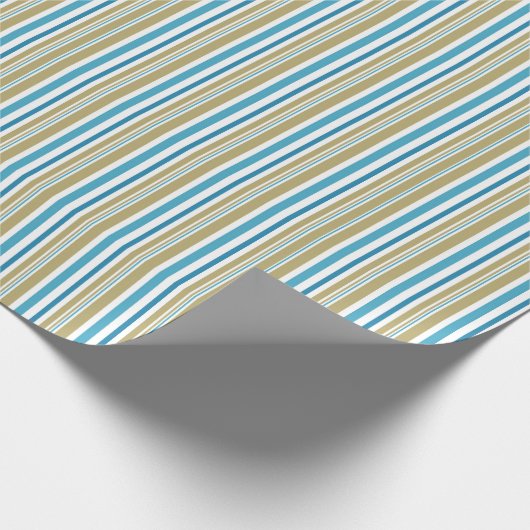 einfaches, gestreiftes Muster, olivfarbener und bl Geschenkpapier (Ecke)