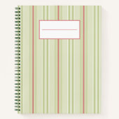 Einfaches gestreiftes Retro-Patronen l Green Notizblock (Vorderseite)