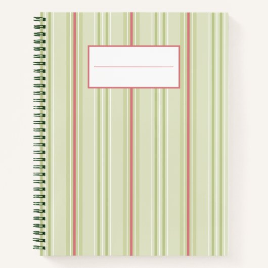 Einfaches gestreiftes Retro-Patronen l Green Notizblock (Vorderseite)