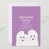 Einfaches Ghost-Couple-Halloween-Party rosa Muster Einladung (Vorderseite)