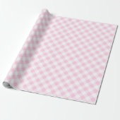 Einfaches Gingham Wrapping Papier Pastell Pink Geschenkpapier (Ungerollt)
