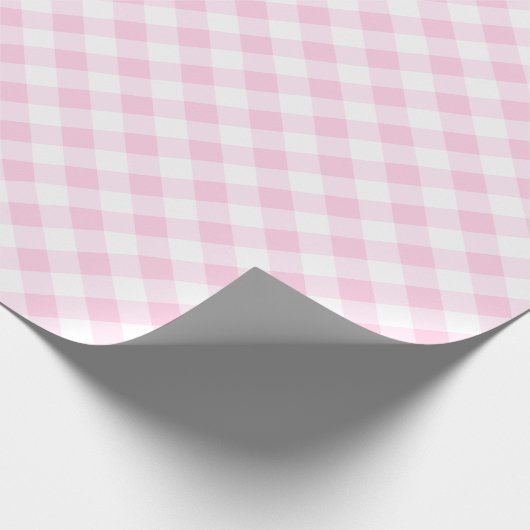 Einfaches Gingham Wrapping Papier Pastell Pink Geschenkpapier (Ecke)