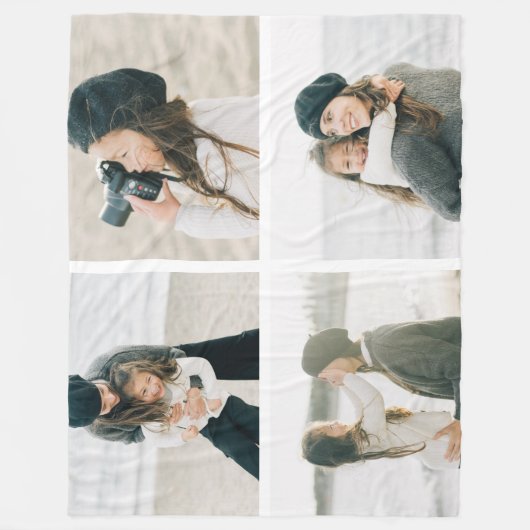 Einfaches Gitter aus vier Personalisierten Fotos Fleecedecke (Vorderseite)