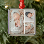 Einfaches Gitter mit drei Personalisierten Fotos Ornament Aus Metall<br><div class="desc">Foto Geschenke machen die besten Geschenke! Einfach mit Ihrem Text und/oder Foto personalisiert für ein individuelles Aussehen. Entworfen von Berry Berry Sweet,  Moderne Stationery und Personalisierte Geschenke. Besuchen Sie unsere Website unter www.berryberrysweet.com ,  um unsere vollständigen Produktlinien zu sehen.</div>
