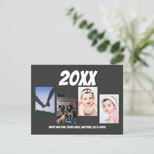 Einfaches Glück für das vierte Personalisierte Fot Postkarte (Stehend Vorderseite)