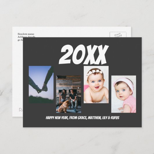 Einfaches Glück für das vierte Personalisierte Fot Postkarte (Vorne/Hinten)