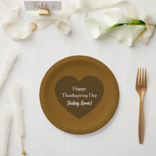 Einfaches Glück Thanksgiving Tag Türkei Lover Brow Pappteller