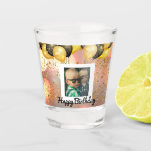 Einfaches Glück zum Geburtstag Hinzufügen von Foto Schnapsglas