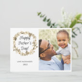 Einfaches glückliches Vatertagskreath-Foto Karte (Stehend Vorderseite)