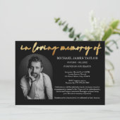 Einfaches Gold-Arch-Foto zur Beerdigung des Gedäch Einladung (Stehend Vorderseite)