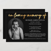 Einfaches Gold-Arch-Foto zur Beerdigung des Gedäch Einladung (Vorne/Hinten)