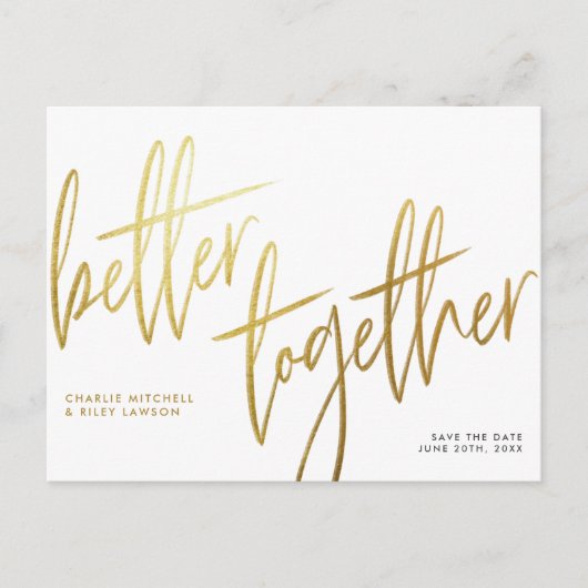 Einfaches Gold besser Save the Date Postkarte (Vorderseite)