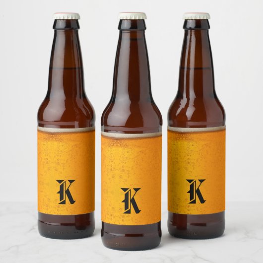 Einfaches Gold Bier Monogramm Weihnachtsfeier Bierflaschenetikett (Flaschen)