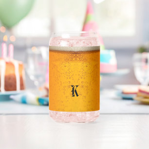 Einfaches Gold-Bier-Monogramm Weihnachtsfeier Dosenglas