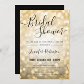 EINFACHES Gold Bokeh Lights Brautparty Einladung (Vorne/Hinten)