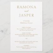 Einfaches Gold Bold Modern Wedding Menu Flyer (Vorne)