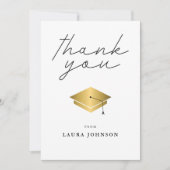 Einfaches Gold Cap Abschluss Foto Dankeskarte (Vorderseite)