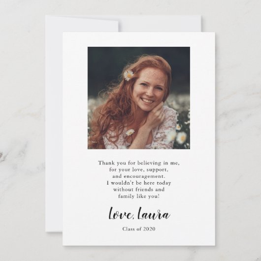 Einfaches Gold Cap Abschluss Foto Dankeskarte (Rückseite)