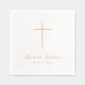 einfaches Gold Cross Skript Servietten Mit Folie (Vorderseite)