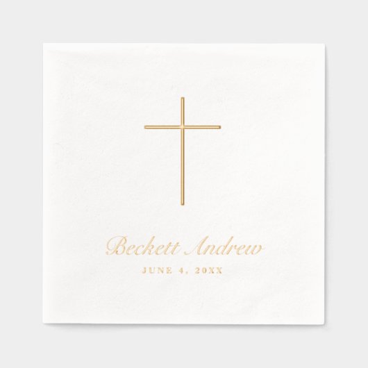 einfaches Gold Cross Skript Servietten Mit Folie (Vorderseite)