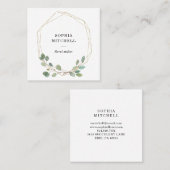 Einfaches Gold des Eukalyptus-Grün-| geometrisch Quadratische Visitenkarte (Vorne/Hinten)