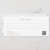 Einfaches Gold Elegantes modernes Geschenkgutschei (Rückseite)