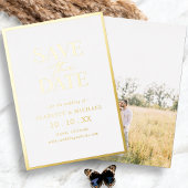 Einfaches Gold Foto Save the Date Foil Einladung