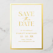 Einfaches Gold Foto Save the Date Foil Einladung (Vorderseite)