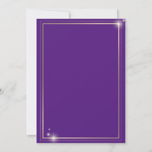 Einfaches Gold Frame Grad Cap Violet Abschluss Einladung (Rückseite)