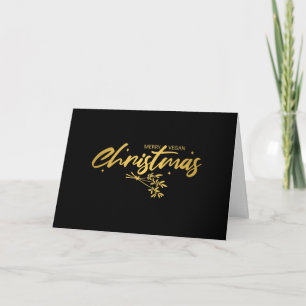 Einfaches Gold Frohes Vegan Weihnachten  Karte
