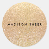 Einfaches Gold-Glitzer Runder Aufkleber (Vorderseite)