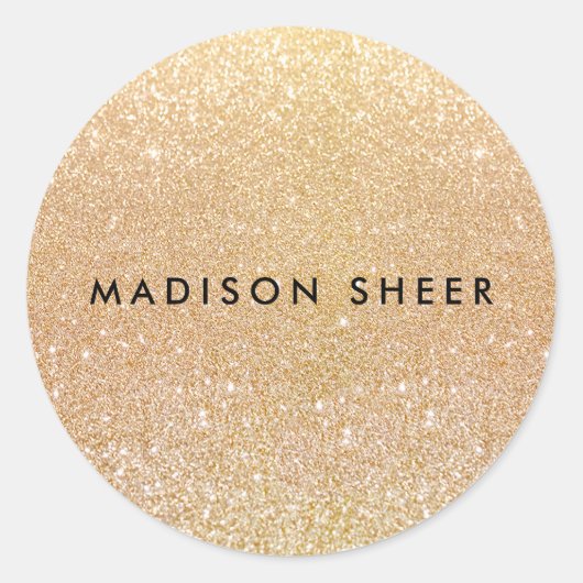 Einfaches Gold-Glitzer Runder Aufkleber (Vorderseite)
