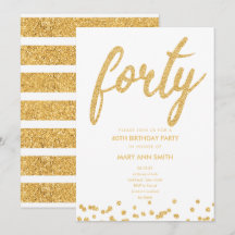 Einfaches Gold Glitzer Typ 40. Geburtstag Party