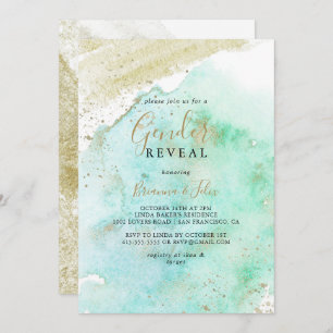 Einfaches Gold Green Minimalistisch Gender Reveal  Einladung