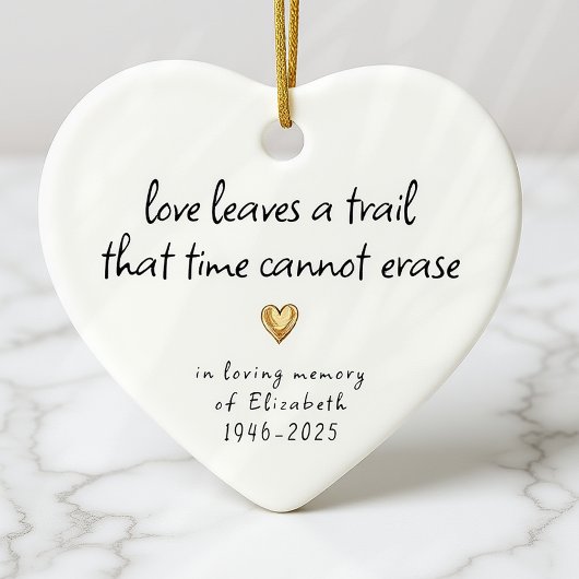 Einfaches Gold Heart in Love Memory Memorial Keramik Ornament