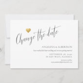 Einfaches Gold Heart verändert das Datum Hochzeit Ankündigung (Vorderseite)