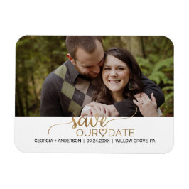 Einfaches Gold-Kalligrafie-Save the Date Foto Magnet