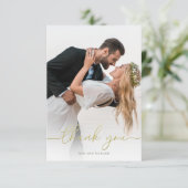 Einfaches Gold-Kalligrafie-Script-Minimalistisches Dankeskarte (Stehend Vorderseite)