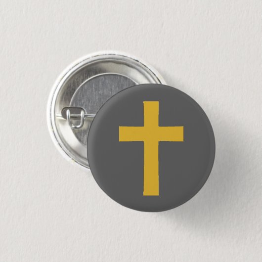 Einfaches Gold-Kreuz mit schwarzer Taste Button (Vorne & Hinten)