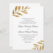 Einfaches Gold Leaf | 3 Sets Hochzeit Einladung (Vorne/Hinten)