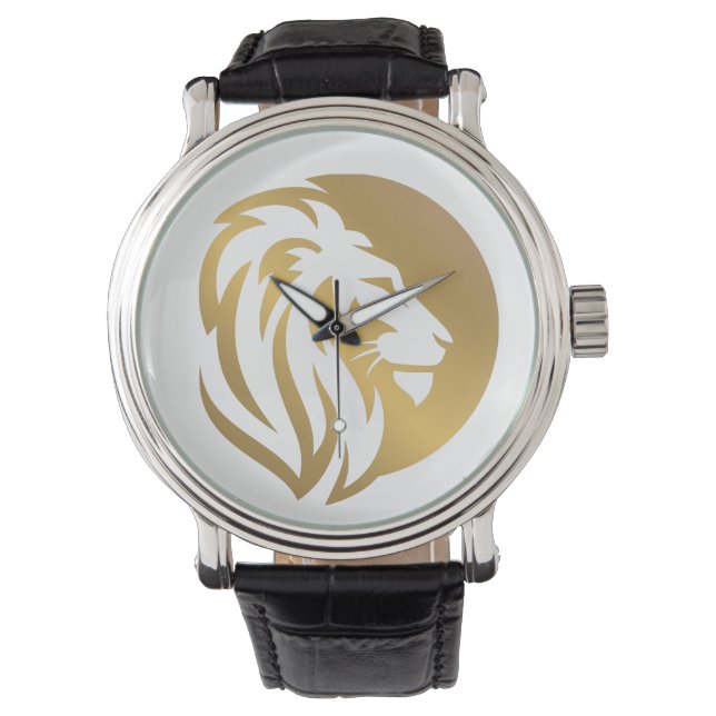 Einfaches Gold Lion Leo Logo Armbanduhr (Vorderseite)