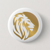 Einfaches Gold Lion Leo Logo Button (Vorderseite)