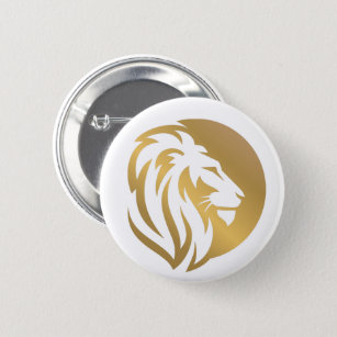 Einfaches Gold Lion Leo Logo Button