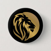 Einfaches Gold Lion Leo Logo Button (Vorderseite)
