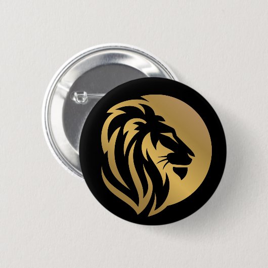 Einfaches Gold Lion Leo Logo Button (Vorne & Hinten)