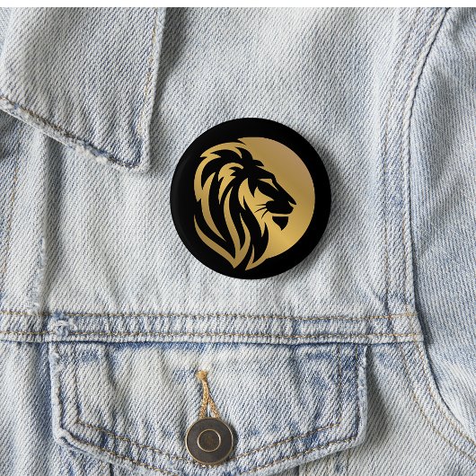 Einfaches Gold Lion Leo Logo Button