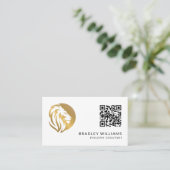 Einfaches Gold Lion Logo mit QR-Code Visitenkarte (Stehend Vorderseite)