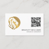 Einfaches Gold Lion Logo mit QR-Code Visitenkarte (Vorderseite)